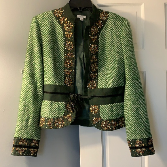 Cache size 2 wool blend blazer with beaded trim! - Picture 1 of 9